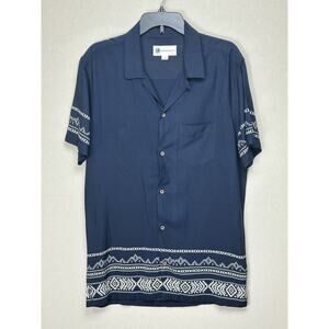 Aeropostale Button Down Shirt Men's Men’s Navy Blue White Trim Rayon India